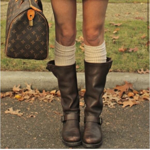 Frye Vera Slouch Brown Leather Knee High Boots Size 7 - Picture 1 of 10